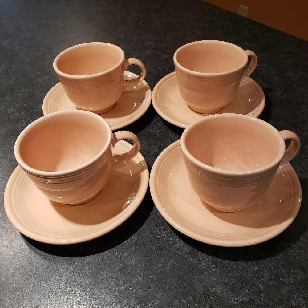 4 Fiesta Retired apricot cups and saucers